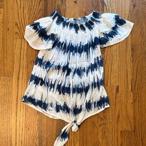 Navy and White Kids Tie-Dye Blouse